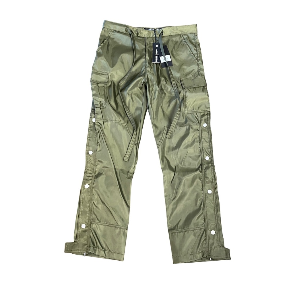 Silnt Chptrs Knight Olive Green Cargo Pants Mens 36 SC-P3-013 Snap Zipper Side